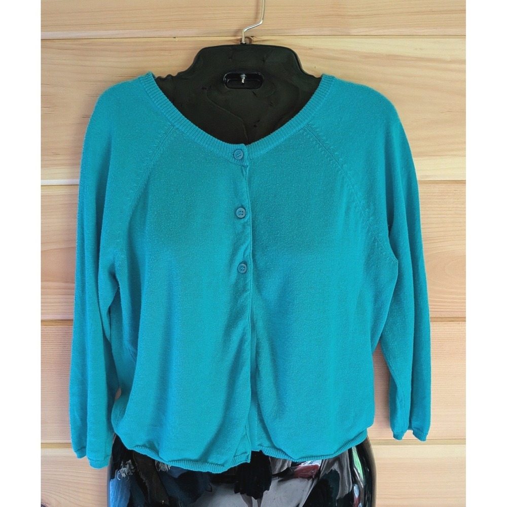 Vintage American Eagle Cardigan Women S 90s Y2K Teal Preppy Schoolgirl Bright